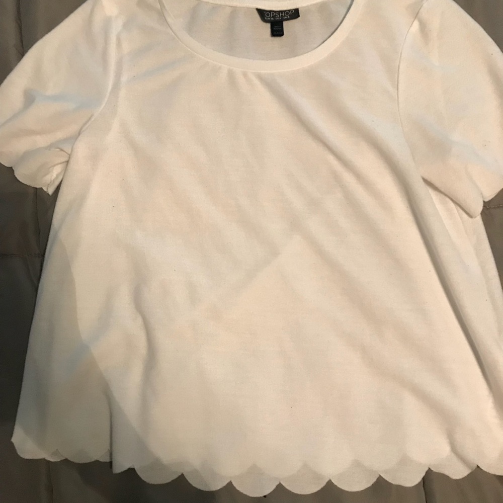 Top Shop white scalloped T-shirt
